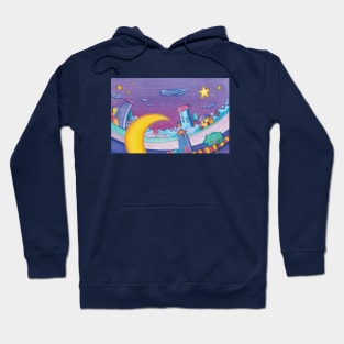 Cartoon houses in the night Hoodie